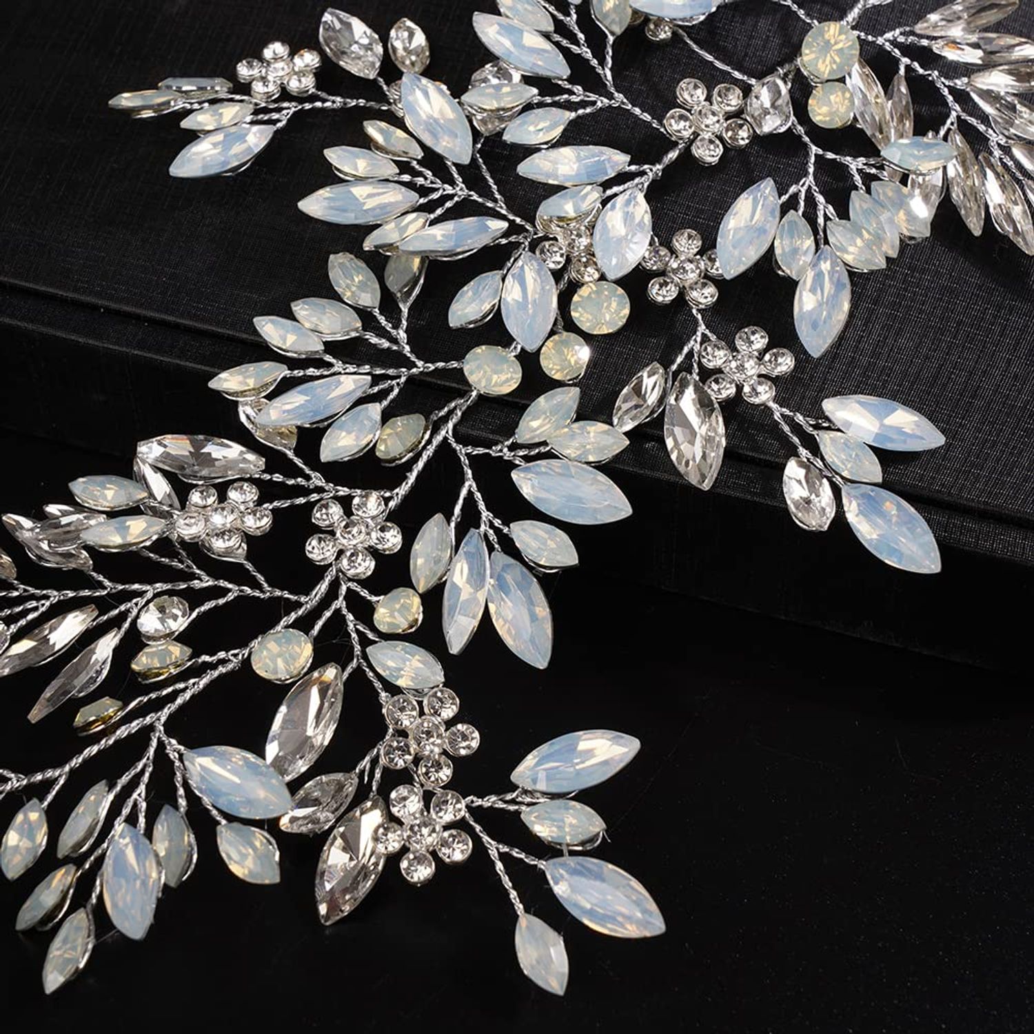 JWICOS Crystal Bridal Headpiece Wedding Headband for Brides Flower Bride Hair Vine Wedding Hair Accessories for Women and Girls