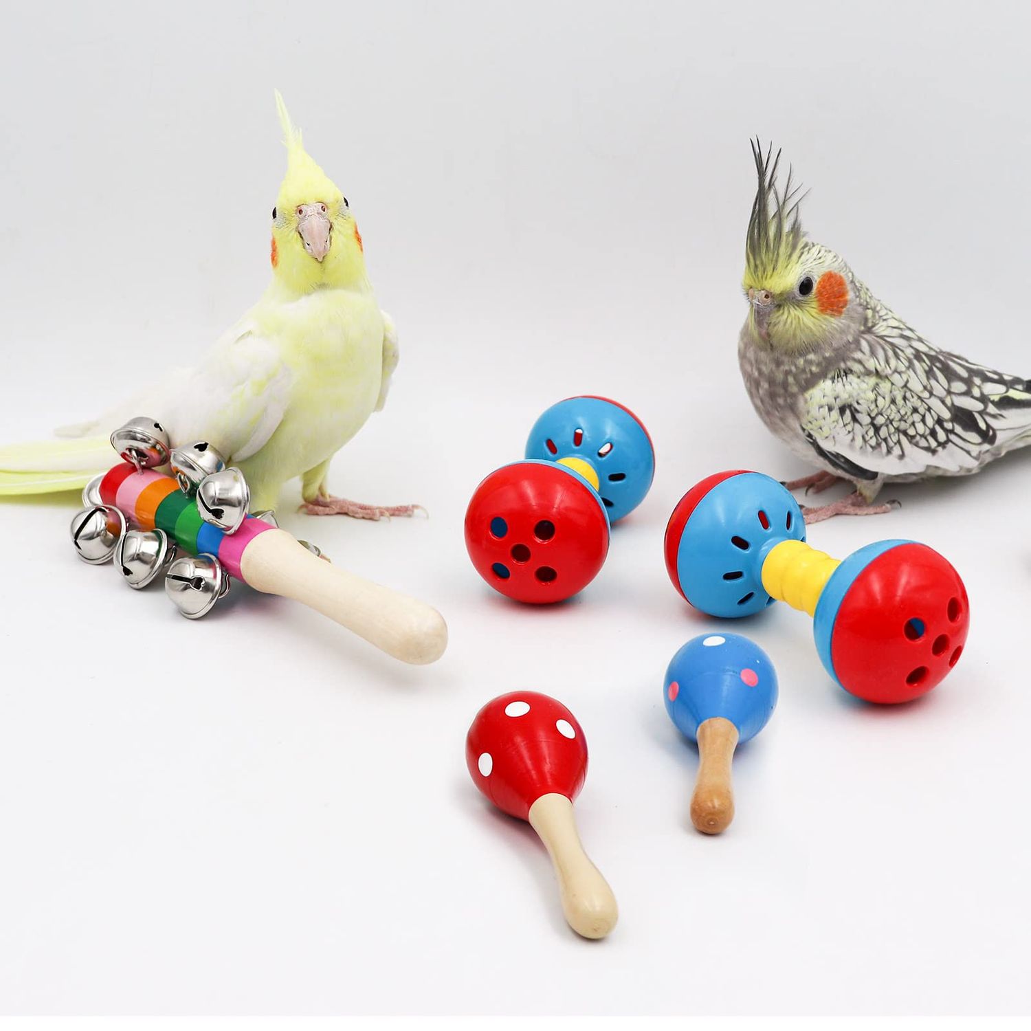 Jinkoozz Colorful Bird Bell Toys, 5 Pack Funny Bell Toys, Bird Cage Accessories, Suitable for Chicken Bird Parrot Parakeet Cockatiel Budgies Love Birds
