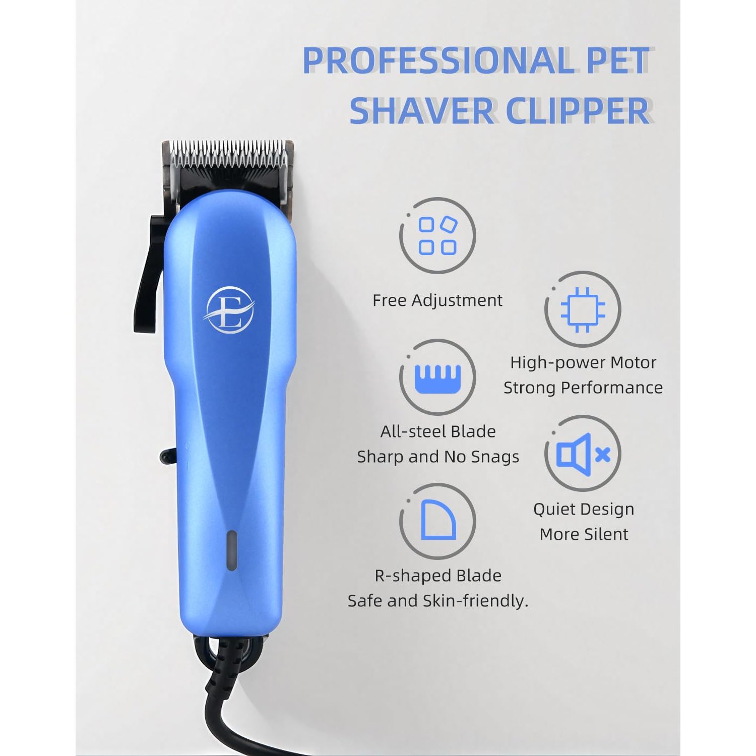 E-Hunter Professional Dog Grooming Clippers Kit, 24V High Power for Thick Coats, Quiet Dog Clippers with 10 Metal Guard Combs & Brush, Ideal Dog Hair Remover for Cats and Pets