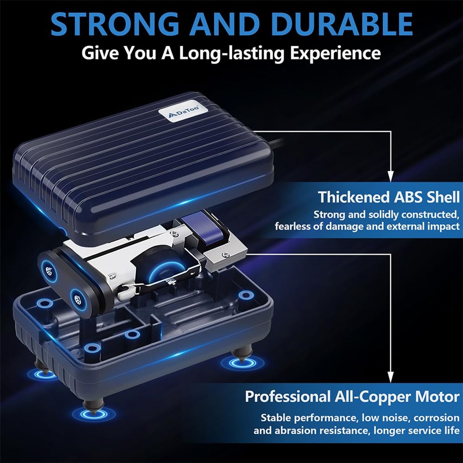 DaToo Aquarium Air Pump Compact Fish Tank Air Pump Quiet Aquarium Bubbler Aerator Buckets Oxygen Aerator Pump for 1 to 20 Gallon Fish Tanks