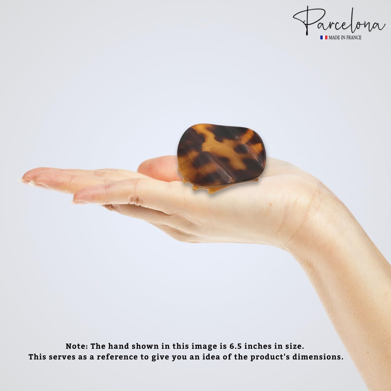 Parcelona French Onde Tortoise Shell Black and Savana Small 2” Celluloid Set of 3 Round Side Slide In Secure Grip Hair Claw for Women and Girls