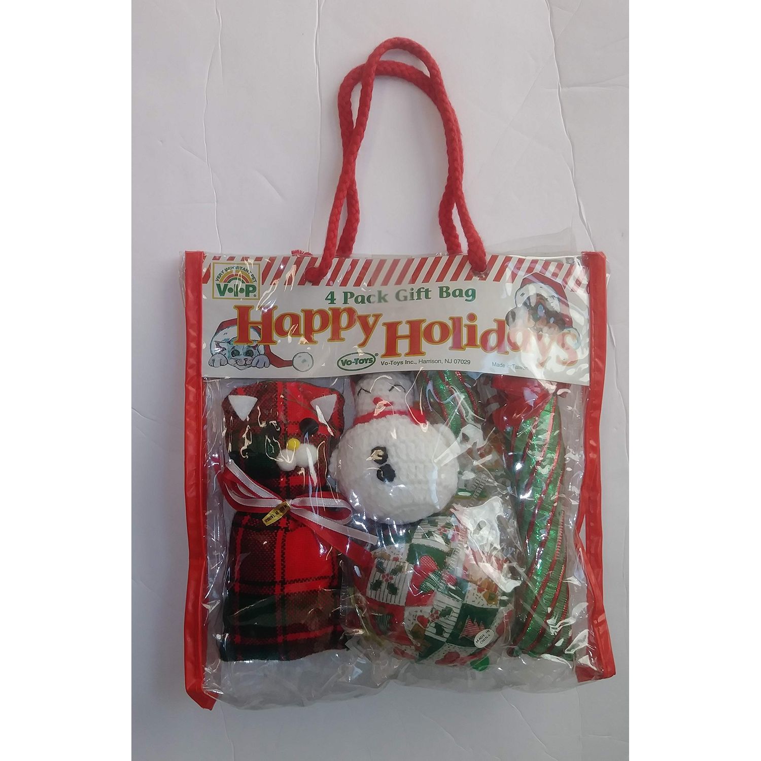 Xpet Holiday Stocking Bag 4 Pack Deluxe Votoys Cat Toy Candy Cane Snowman