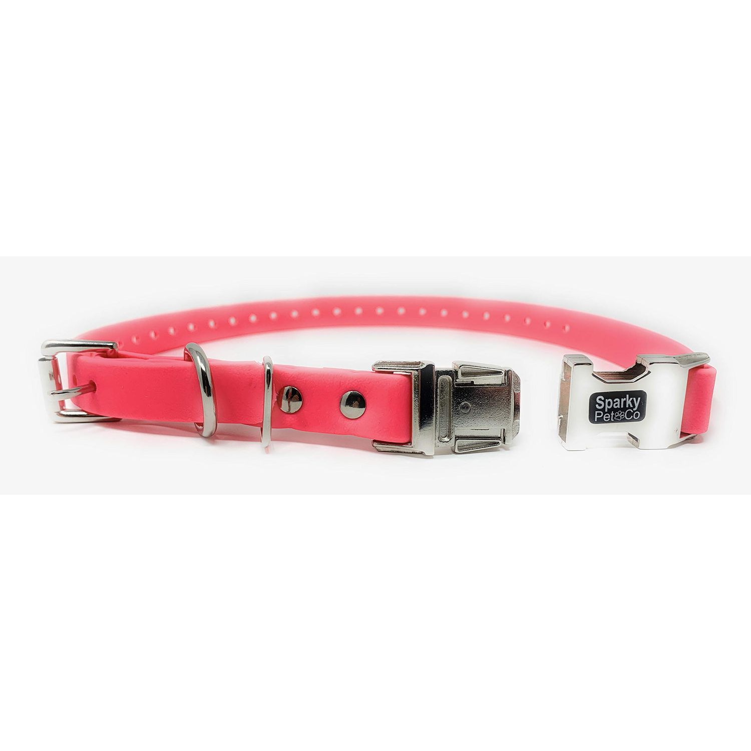 Sparky Pet Co - Apollo ECollar Replacement Strap - Dog Collar - Waterproof Biothane - Adjustable - Double Buckle - Quick Snap Metal Clasp - for Invisible Fence Systems - 3/4" x 28" (Neon Pink)