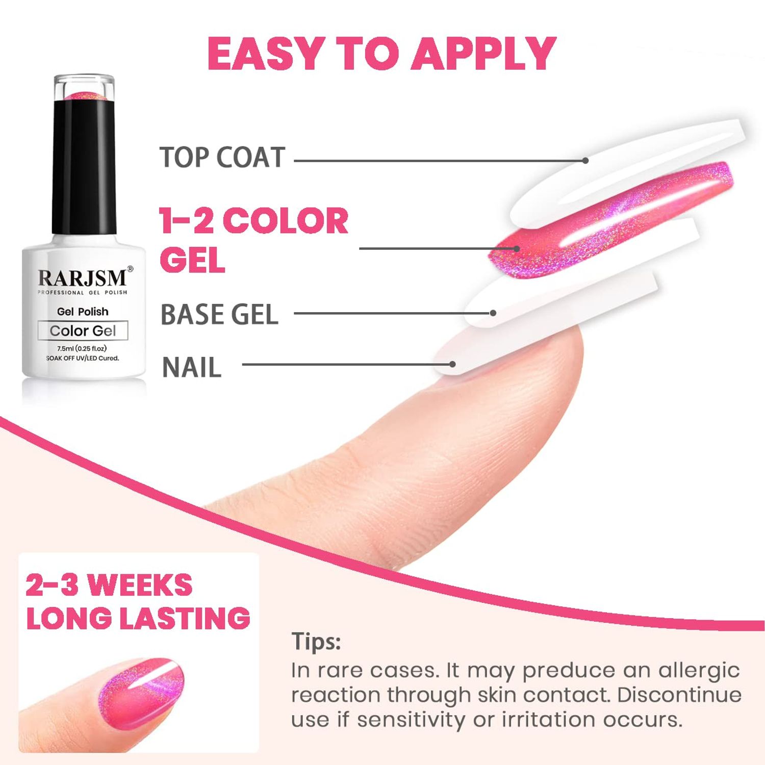 RARJSM Cat Eye Gel Nail Polish, Galaxy Chameleon Magnetic Gel Polish Hot Pink Holographic Glitter Gel Soak Off UV LED DIY Manicure Art for Salon Designs and Home DIY 7.5ML/0.26fl oz