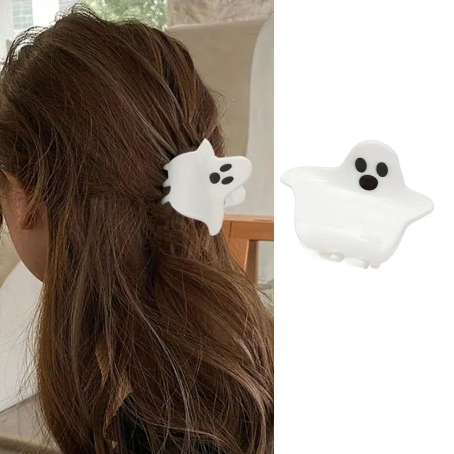 Halloween Hair Clips Cute Ghost Hair Claw Clips Non-Slip White Ghost Hair Jaw Clips Funny Halloween Hair Decoration Accessories for Women Girls Halloween Cosplay Hair Styling, 1PCS