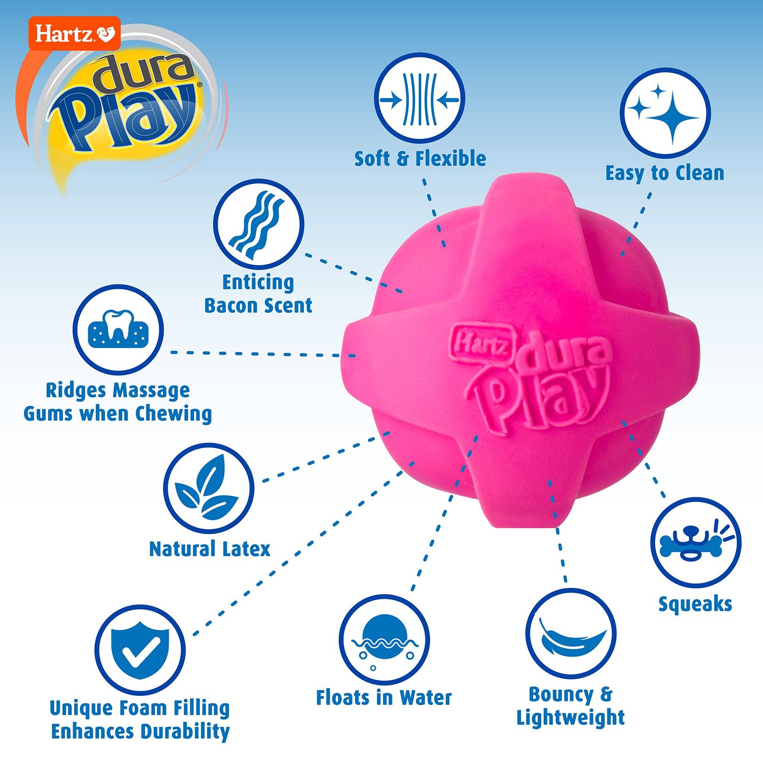 Hartz DuraPlay Bacon Scented Dog Toys, Small (Assorted Color)