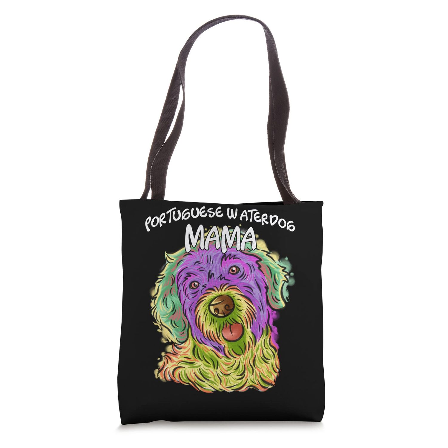 Colorful Pop Art Portrait Portuguese Water Dog Mom Mama Tote Bag