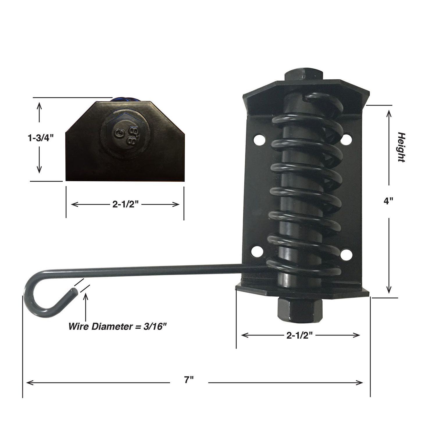 Gate Shut - Flat Gate Closer, Powder Coated, Self Closing Adjustable Gate Closer for Wood and Vinyl Gates, Works Great for Yard, Pool and Dog Gates, Outdoor Gate Spring – Made in USA