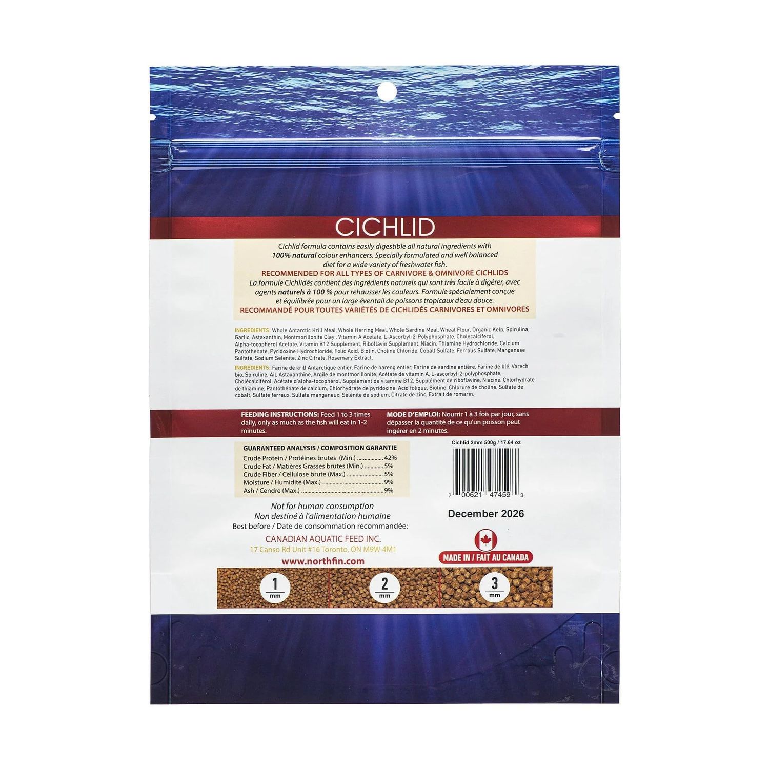 Northfin Fish Food Cichlid Formula Slow Sinking Pellets (2mm 100g)