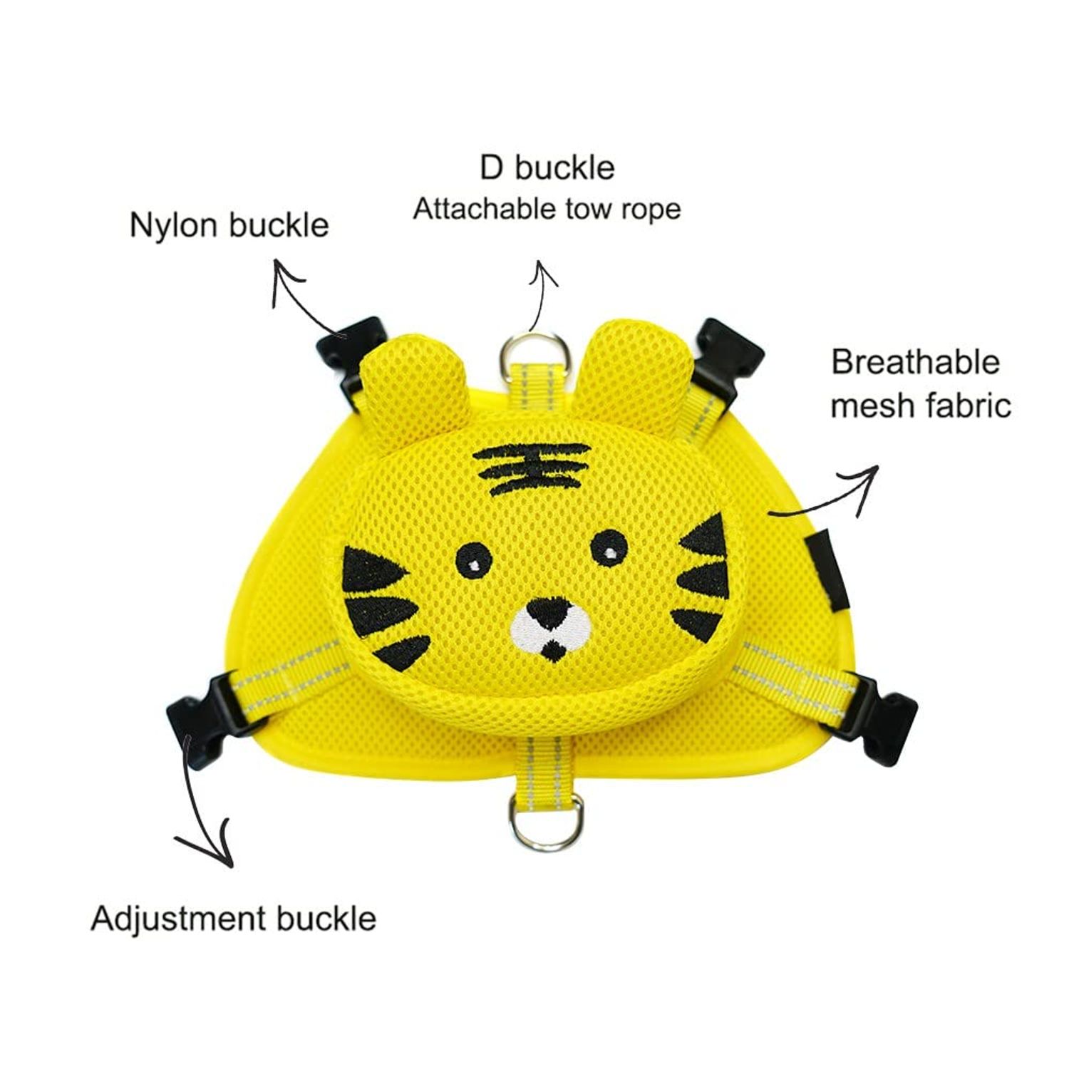 MiOYOOW Dog Harness Backpack, Breathable Pet Harness Vest Bag Cute Frog Pig Tiger Shape Lightweight Self Backpack for Pet Outdoor Training Walking Camping Hiking Travel