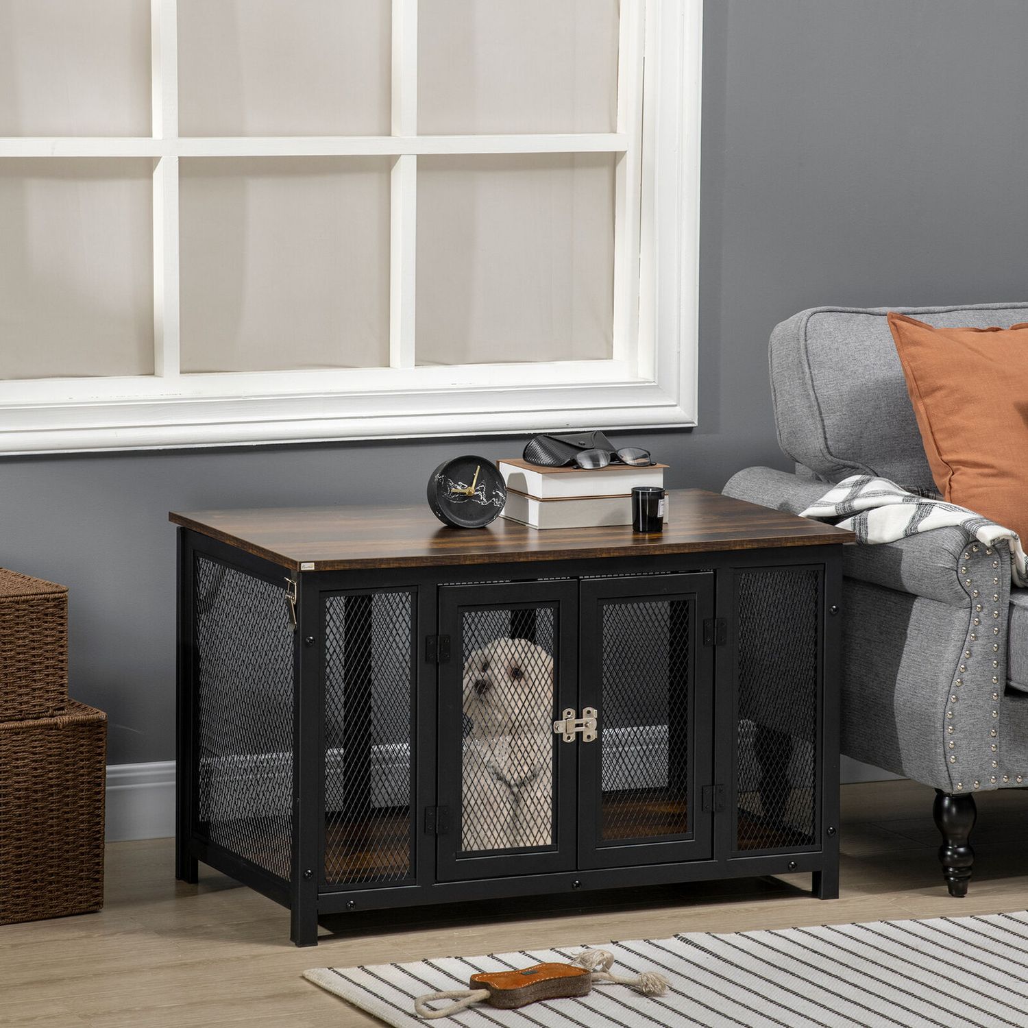 Big Dog Crate End Table Puppy Crate for Small Dogs Indoor, Pet Kennel