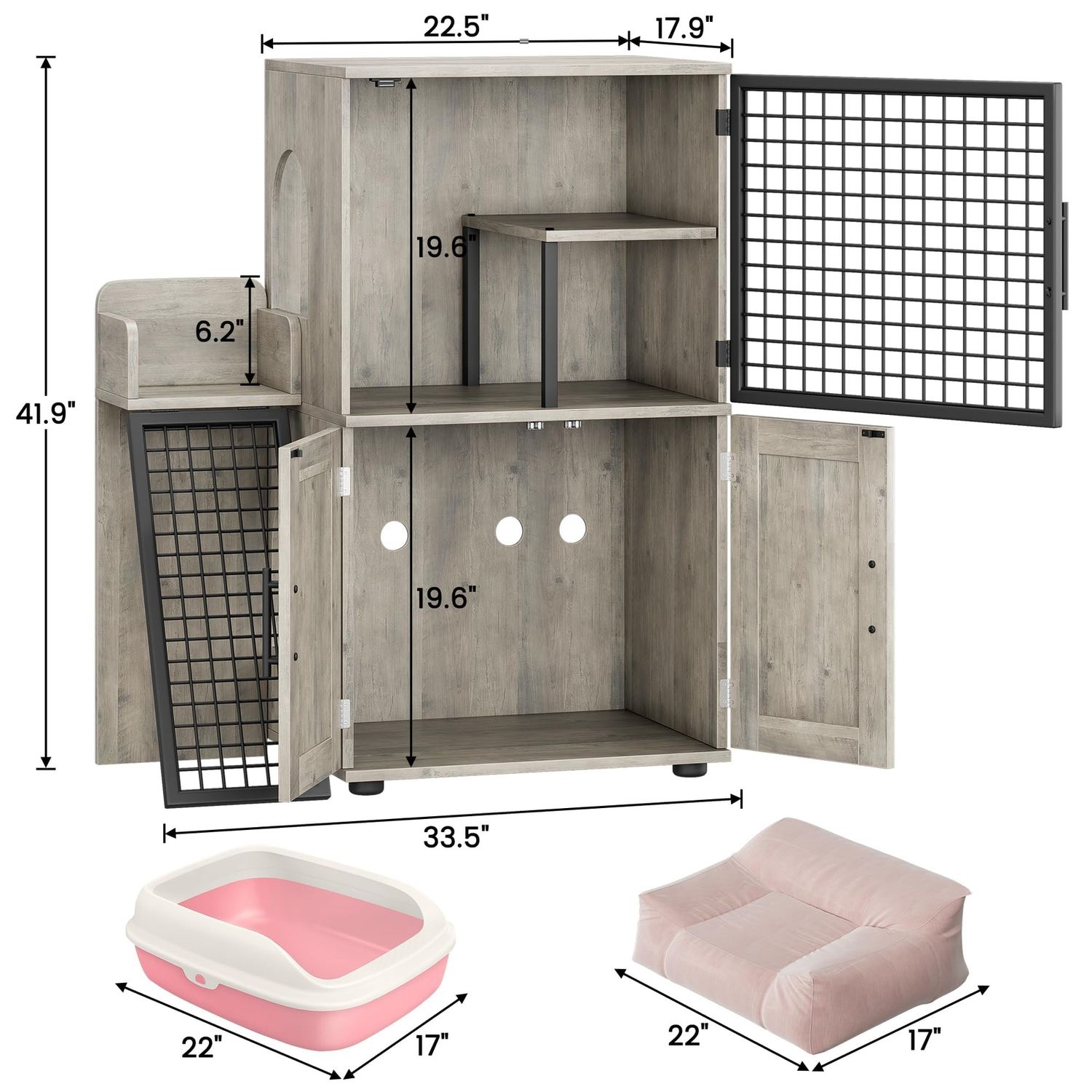 Cat Litter Box Enclosure ,Indoor Hidden Cat Litter Box House Furniture w/Ladder