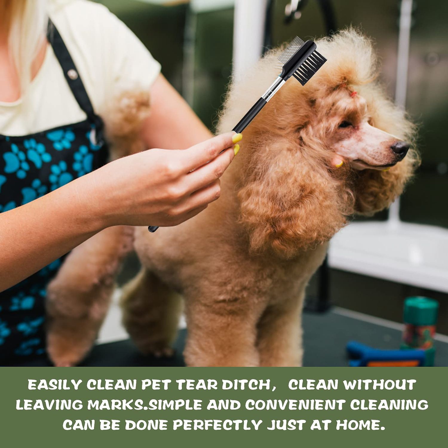 cobee Dog Eye Comb Tear Stain Remover Comb, 2 Pcs Double-Head Tear Stain Comb for Small Dogs, Metal Eye Booger Remover for Dogs, Puppy Cat Grooming Comb for Removing Crust Mucus and Flea