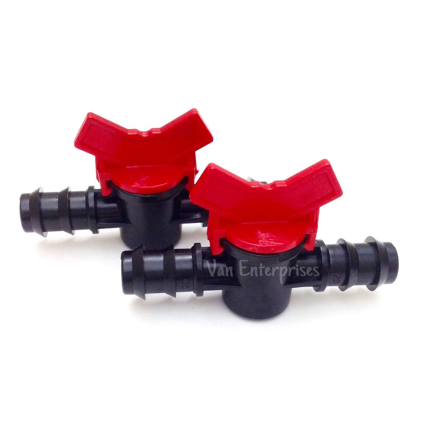 Van Enterprises 2PK of 1/2" ID Ball Valve Hose Barb Connectors for Drip Irrigation Hoses and Aquariums [Various