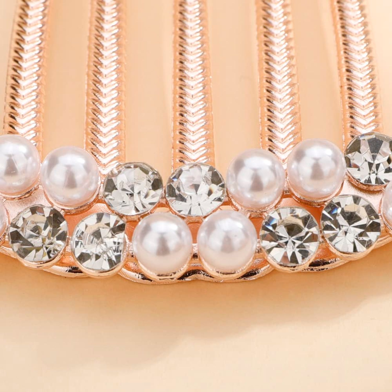 Aimimier Pearl Crystal French Hair Combs Vintage Rhinestone Long Teeth Hair Pins Dainty Hair Pieces Bridal Wedding Hair Accessories for Women and Girls(Style 2)