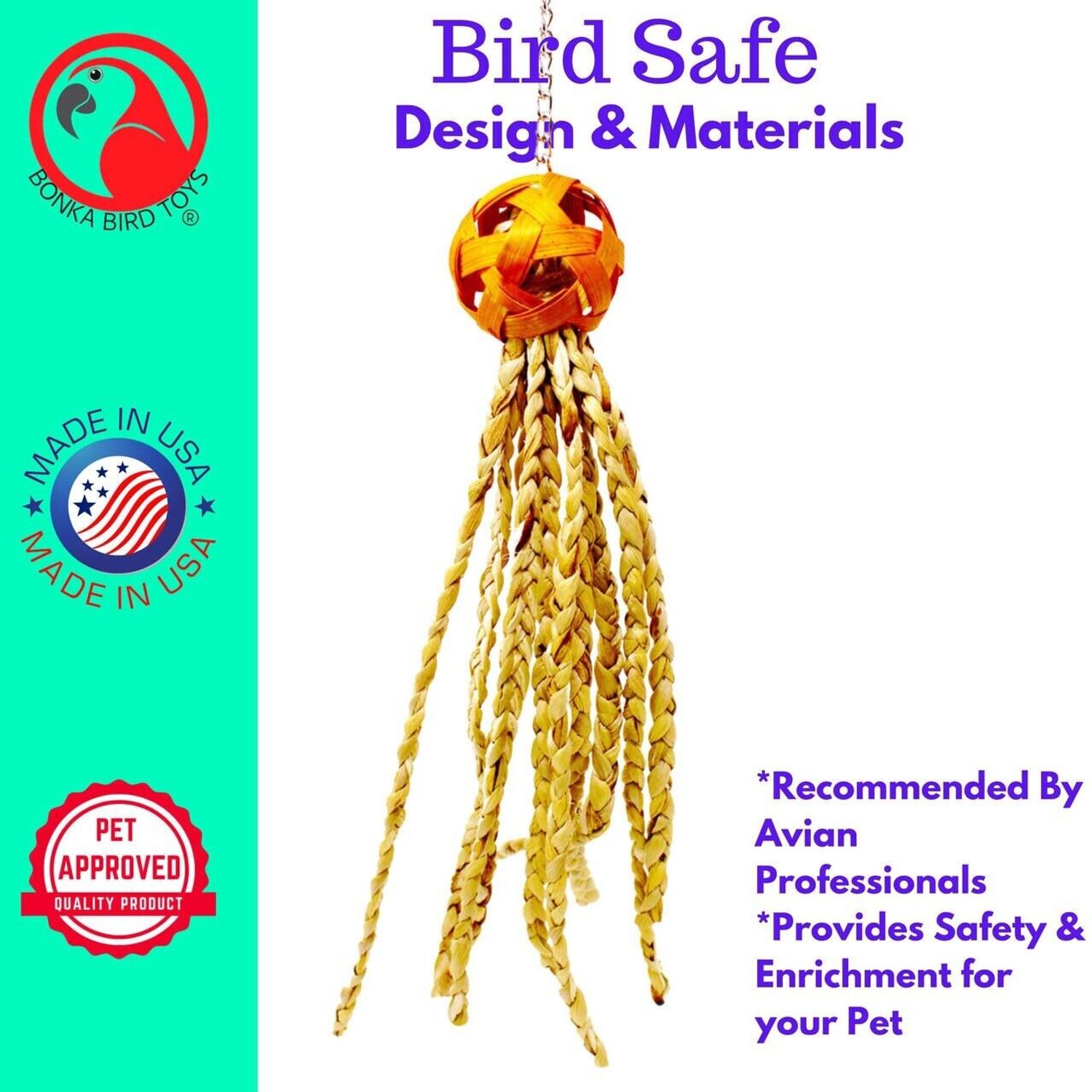 Bonka Bird Toys 1616 Foraging Octopus Chew Tug Pull Medium Parrot Cage Toy Pet