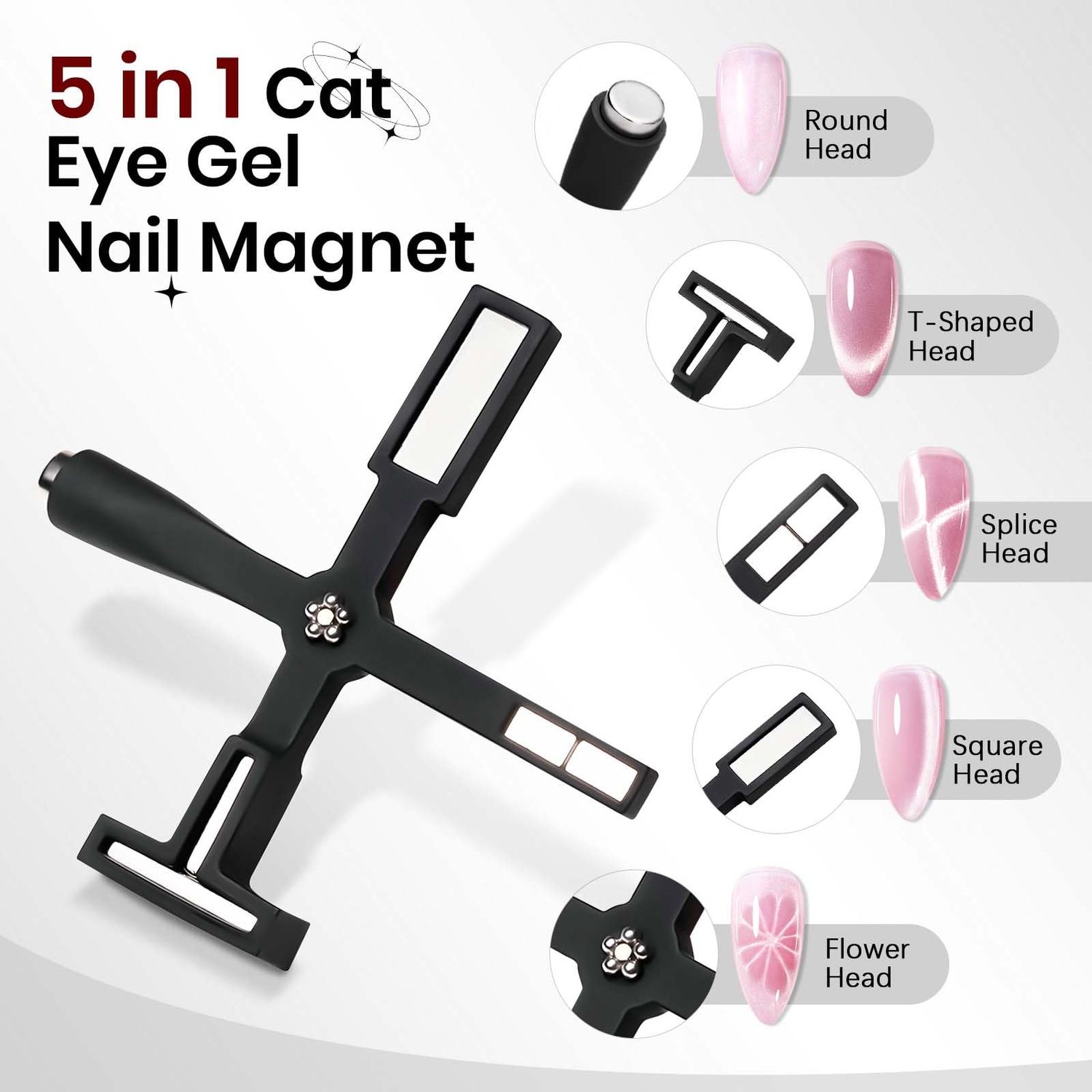 SUPWEE Cat Eye Magnet for Nails 4PCS Nail Polish Magnet for Cat Eye Gel Nail Polish Multi-Function Double-Head Mangtic Stick for 9D Strip Galaxy Cat Eye Nail Art Design DIY Home Manicure