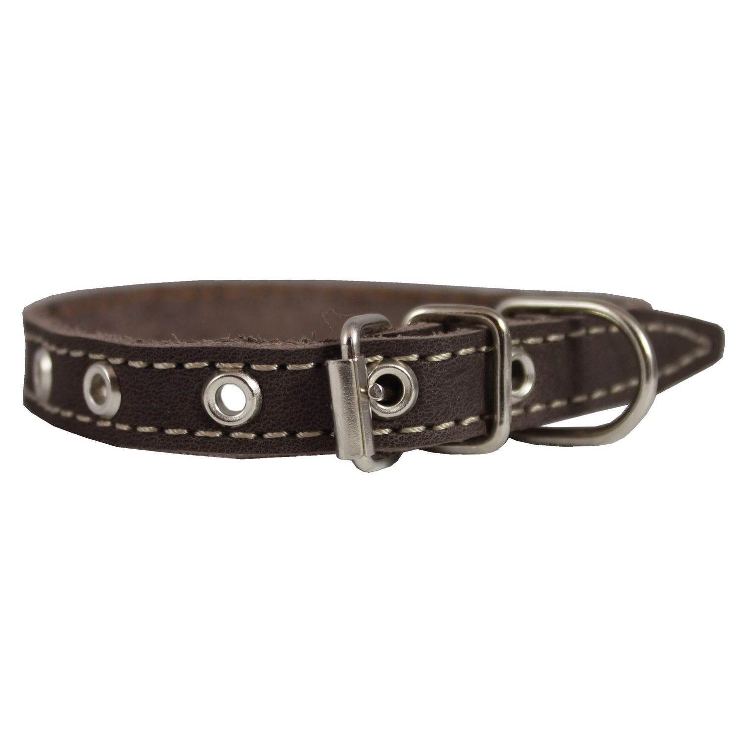 Brown Real Leather Dog Collar 9.5"-13" Neck Size, 1/2" Wide Yorkshire Terrier, Puppies