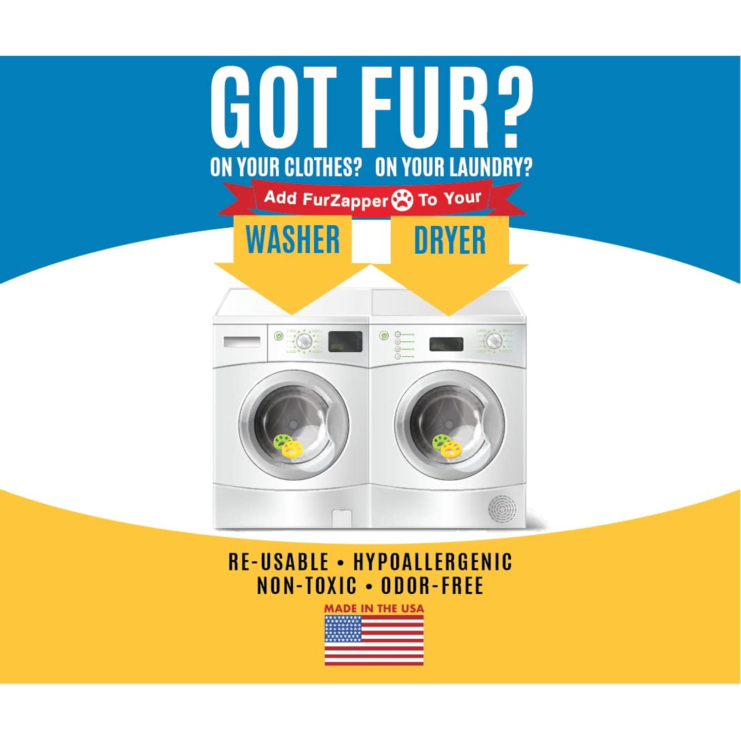 1 PK FurZapper Pet hair remover for laundry