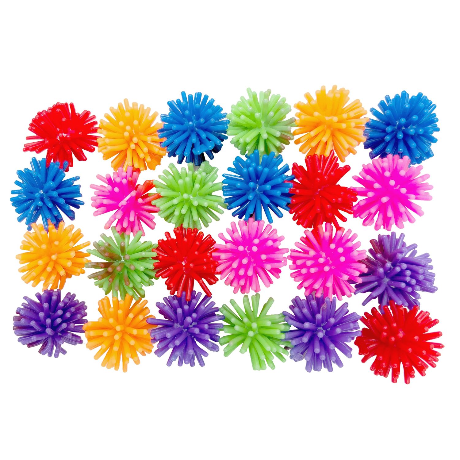 Mandarin Bird Toys by M&M 2142 Pk24 Rainbow Spike Balls - Classic Rubber Bird Foot Toys, Soft Spikes, Lighweight, Fun to Grab, Small Pets Budgie Cockatiel Lovebird Parrotlet