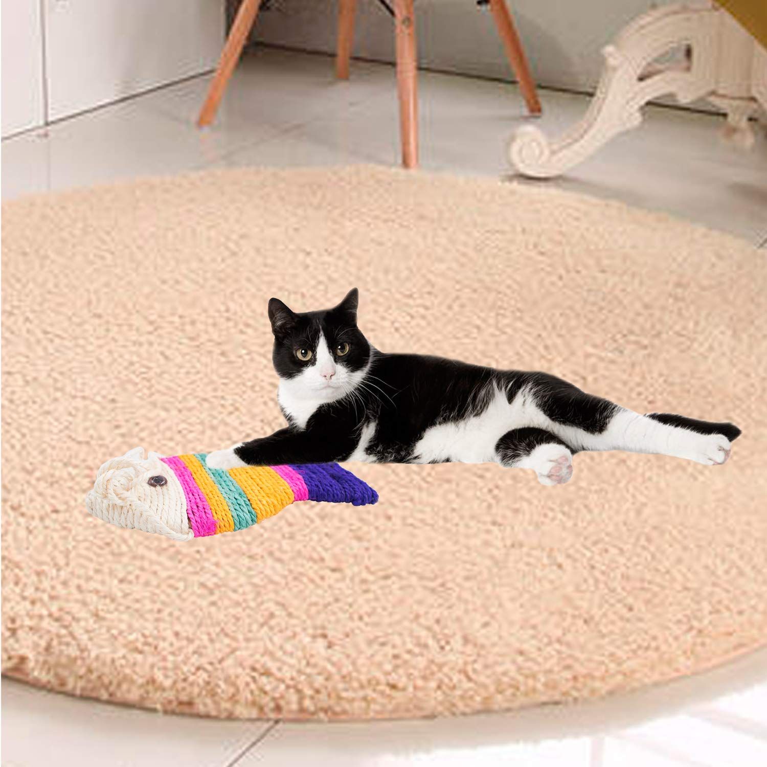 Fish Shape Sisal Cats Scratcher Cat Scratch Board Scratching Pad Colorful Play Funny Interactive Pet Toy for Kitty's Health and Good Behavior