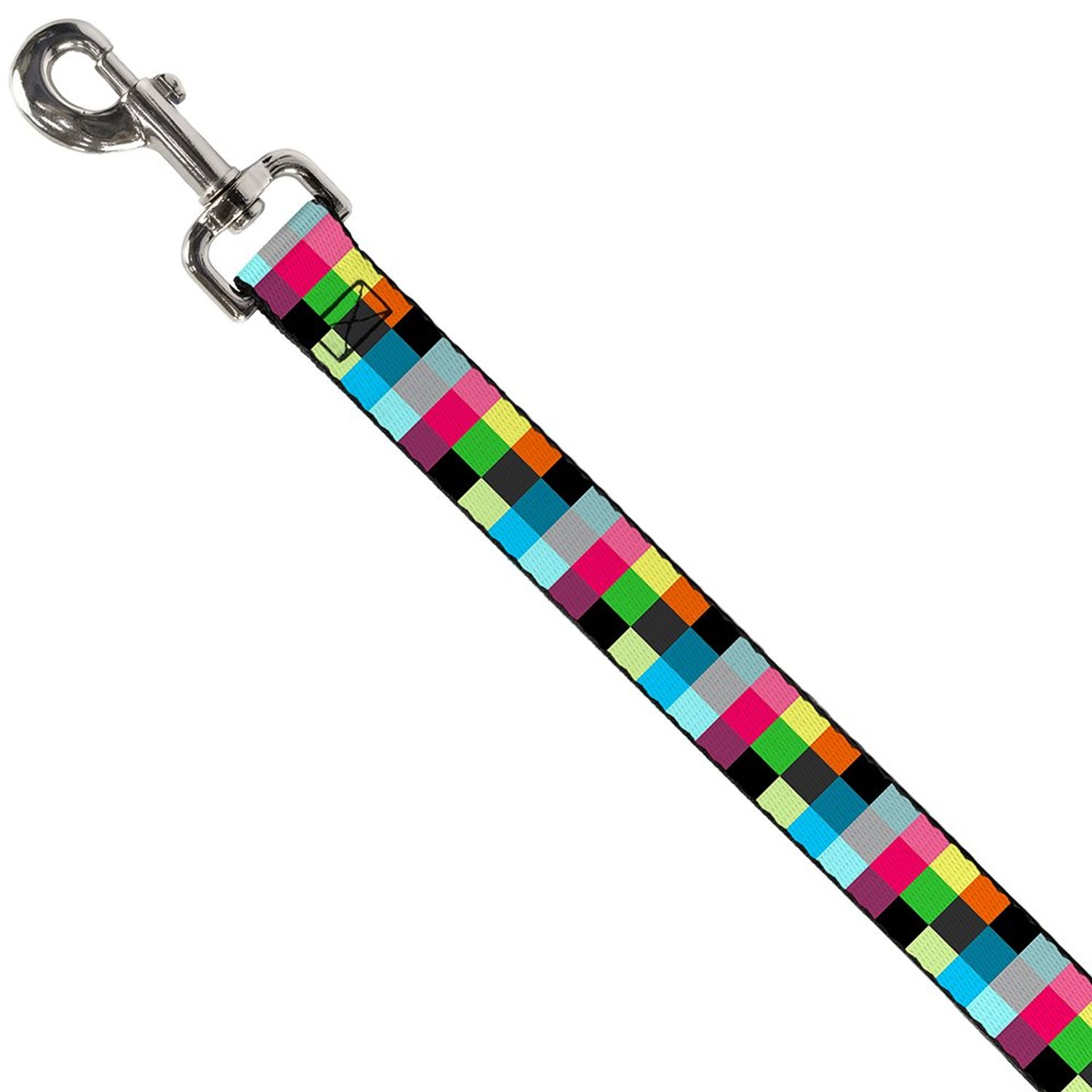 Buckle-Down Pet Leash - Checker Bright Pastel - 4 Feet Long - 1" Wide