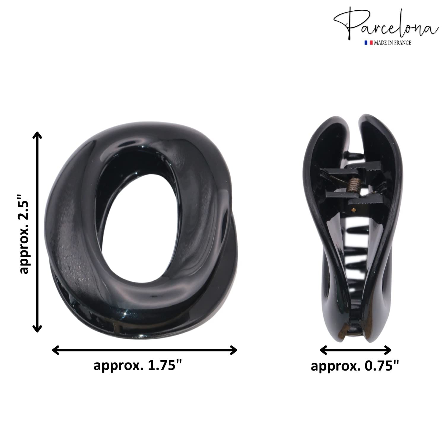 Parcelona -Set of 2 2 1/2 inch Small French Flat Tube Celluloid Clips, Non-Slip Grip, Hair Clip, Durable Hair Accessories, Hair Clips for Mu