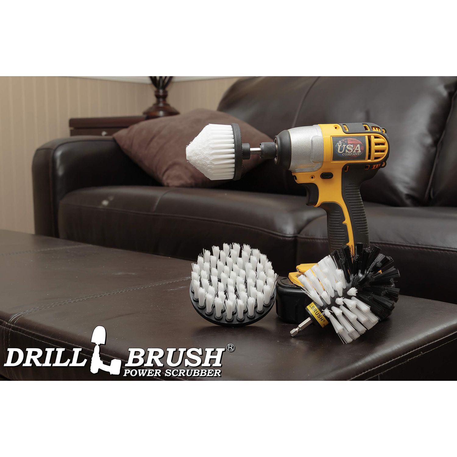Drill Brush Power Scrubber by Useful Products - Carpet Cleaner - Carpet Shampooer Machine - Car Detailing Kit - Glass Cleaner - Window Cleaner - Pet Hair Remover - Car Cleaning - Soft Scrub Brush