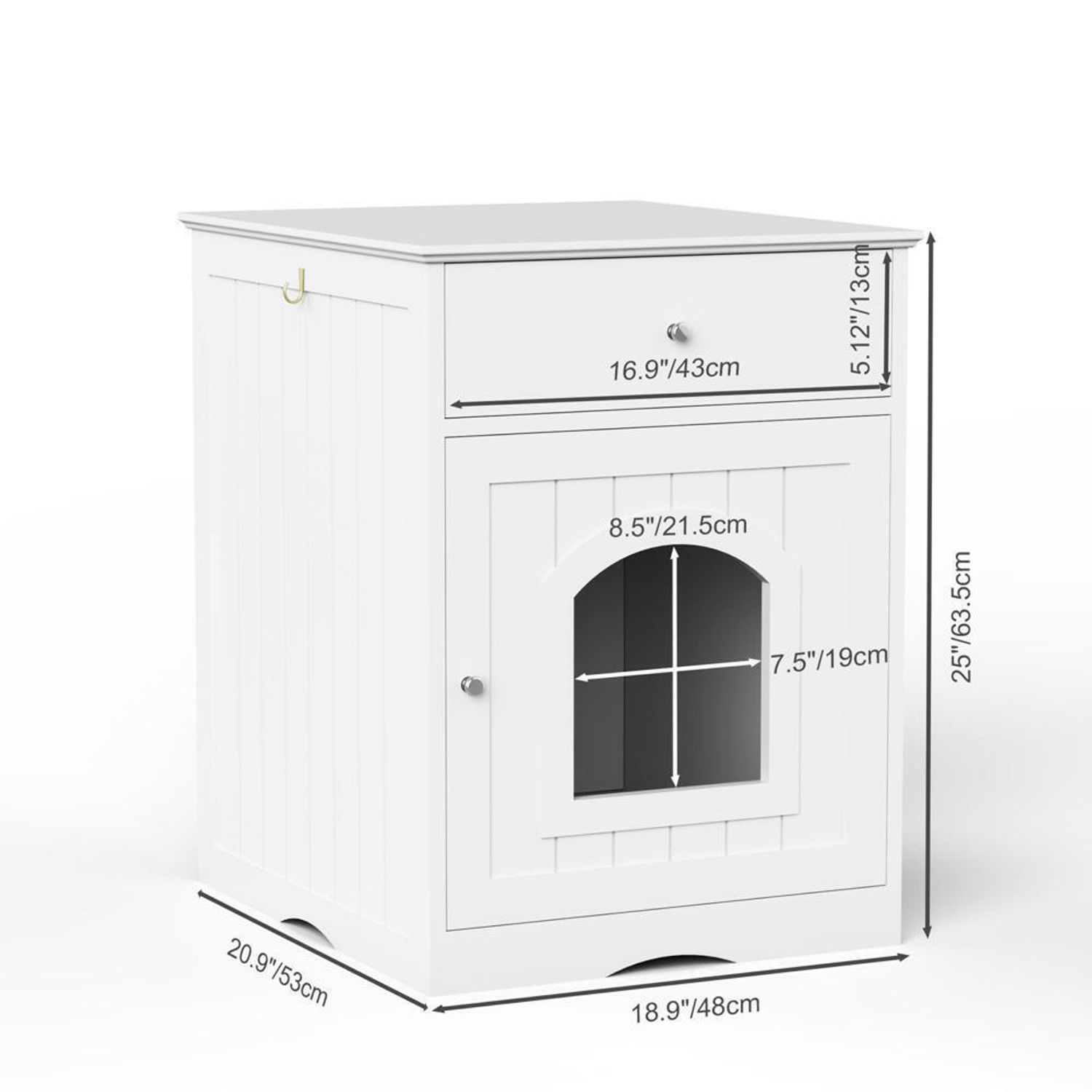 High Quality  Wooden Pet House Cat Litter Box Enclosure w/ Drawer, Side Table