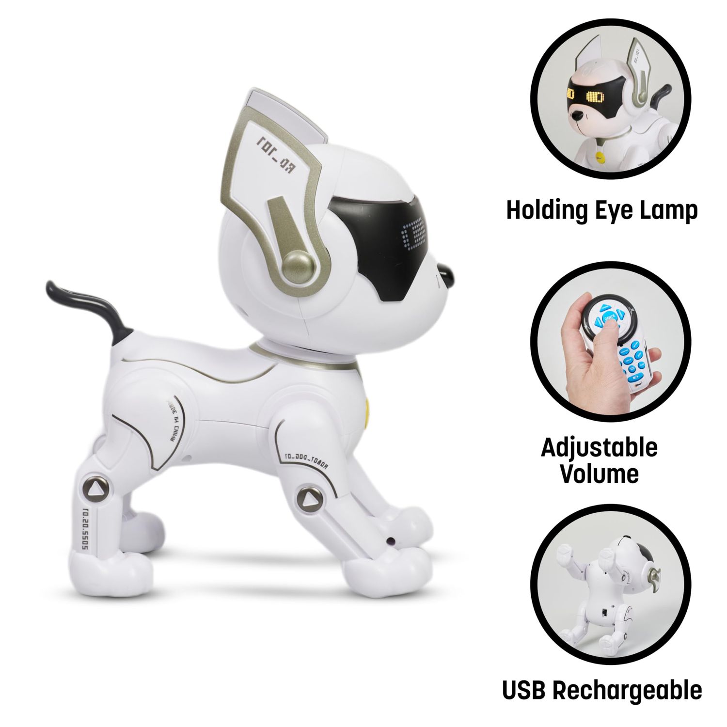 Top Race Robot Dog - Remote Controlled Interactive Robot Dog Toy - RC Dog Toy with Gesture Mode and Adventure Mode, Programming Treats, Rechargeable - Robot Pet Dog for Kids - White