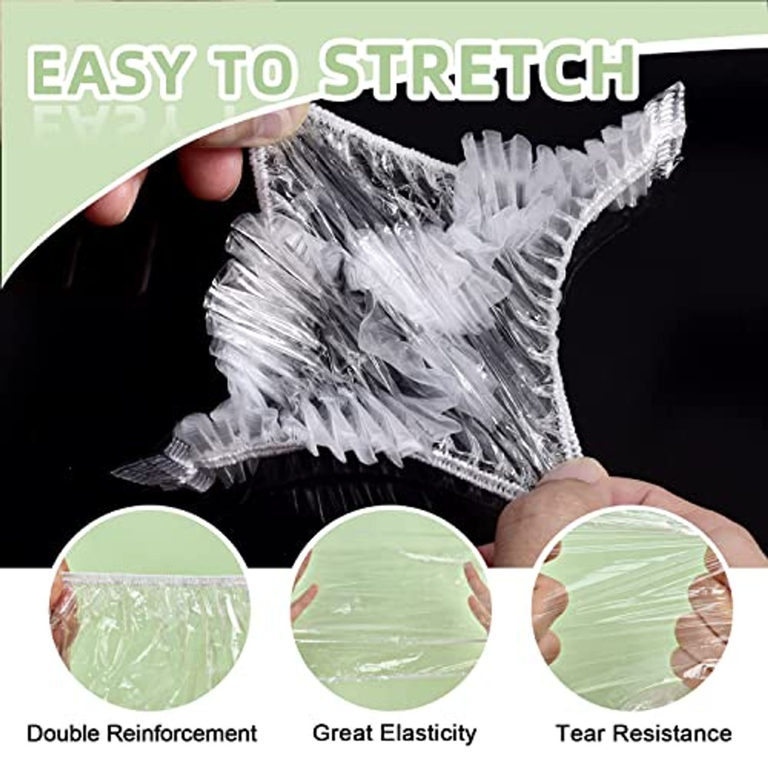 Shower Caps, MORGLES 100 PCS Clear Plastic Hair Caps Waterproof Disposable Shower Caps Plastic Hair Bath Caps Shower Caps Bulk for Women Hair Salon Home Use