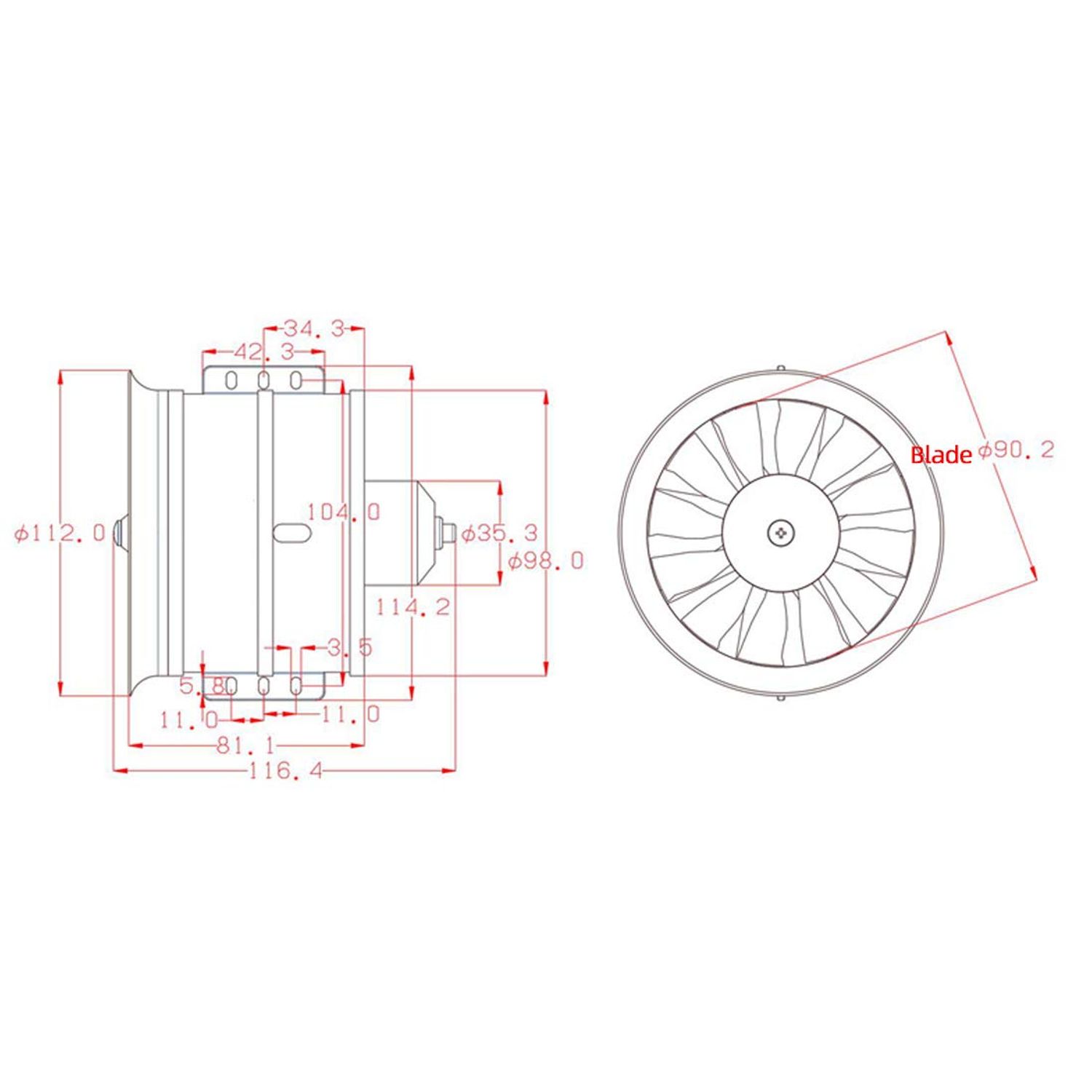 DD 90mm EDF 12 Blades Ducted Fan with 1450KV RC Brushless Motor Balance Tested for EDF 6S RC Jet Airplane