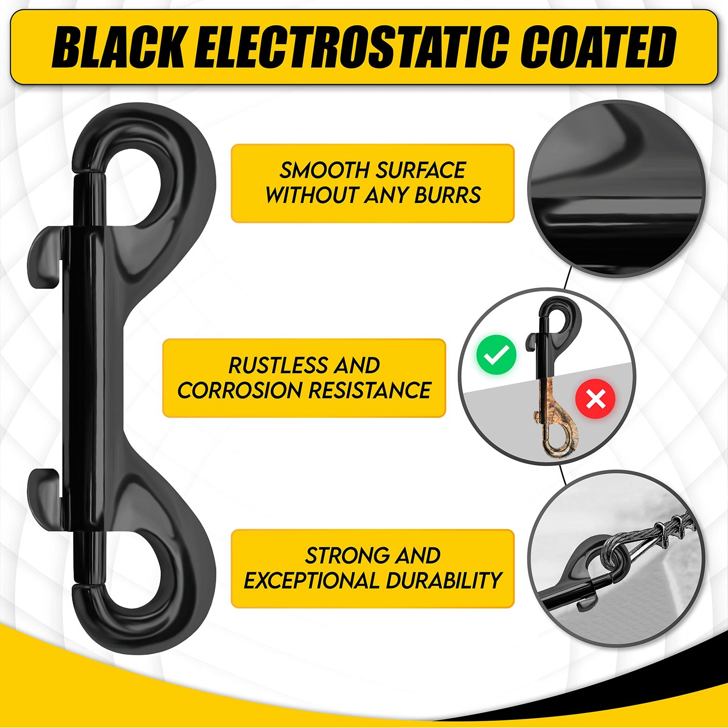 [Extra Durable] 4.7” Double Ended Bolt Snaps Hooks 220LBS Weight Capacity, Heavy-Duty & Rust-Resistant Zinc Alloy Double Sided Clips, Best for Dog Leashes, Awnings, Sports Equipment, Boating (2 Pack)