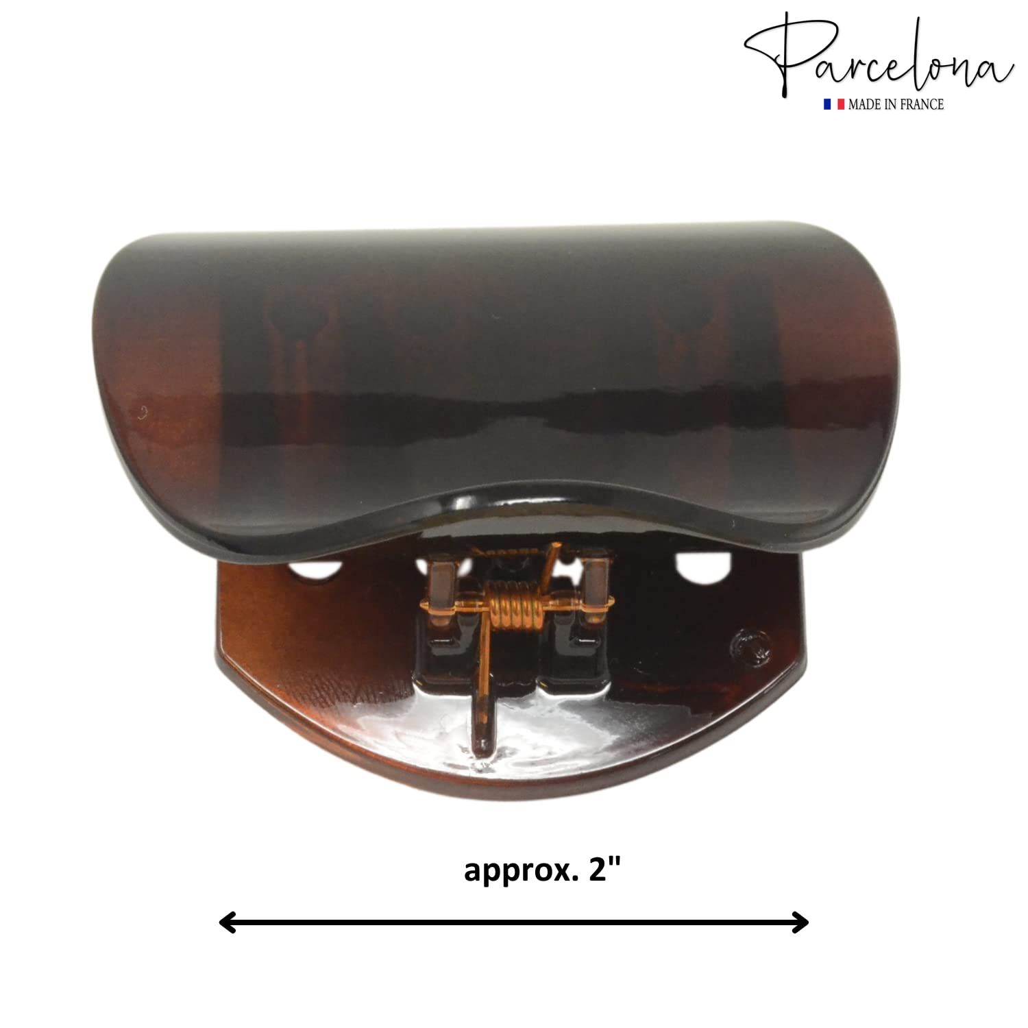 Parcelona France Onde Celluloid Tortoise Shell Side Slidein Secure Grip Hair Updo Hinge Duck Hair Claw - 2 3/4 Inch