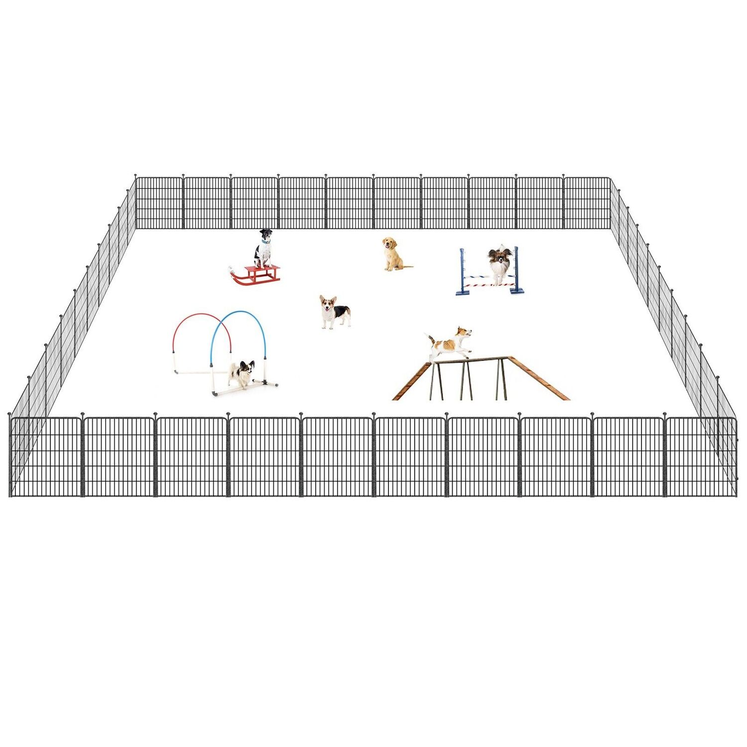 32 Inch Heavy Duty Dog Playpen 16 Panels Exercise Pen Pet Fence Cage with Door