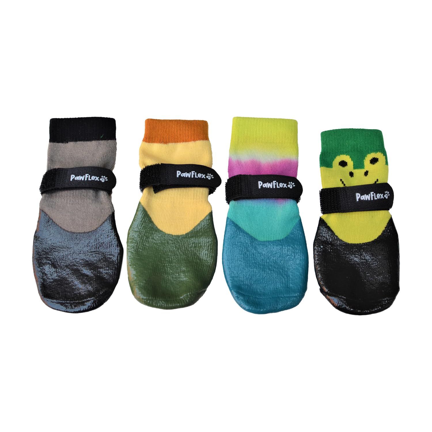 PawFlex Double Dipped Waterproof Dog Socks Comfy Pawz Soft Indoor/Outdoor Dog Booties with Rubberized Bottom| Non-Slip Silicone Grip at Inner Cuff for No Twisting or Sliding Off| Adjustable Strap