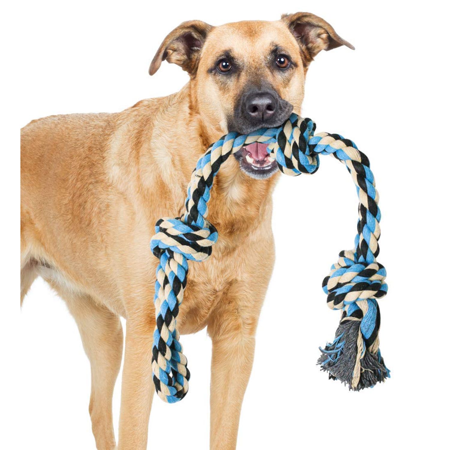 XL Dog Rope Toy for Aggressive Chewers - Dog Toy, Benefits Non-Profit Dog Rescue, Large Dog Toys, Durable Dog Toys for Aggressive Chewers, Nearly Indestructible Dog Toys for Aggressive Chewers, Blue