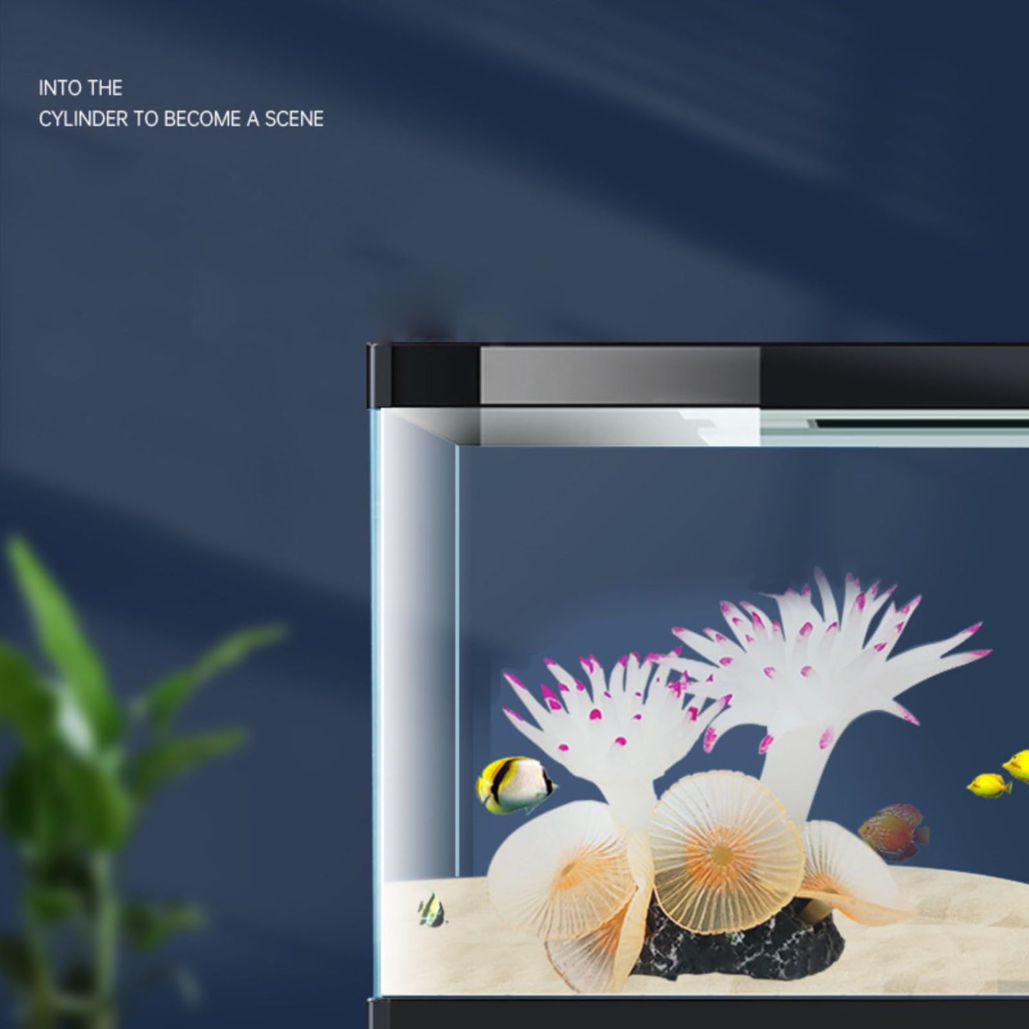 Elvaesther Artificial Aquarium Plants, Aquarium Coral Ornaments Decor, Fish Tank Decorations Set, Silicone Aquarium Decorations, Aquarium Fish Tank Landscaping Decoration White 1Pcs