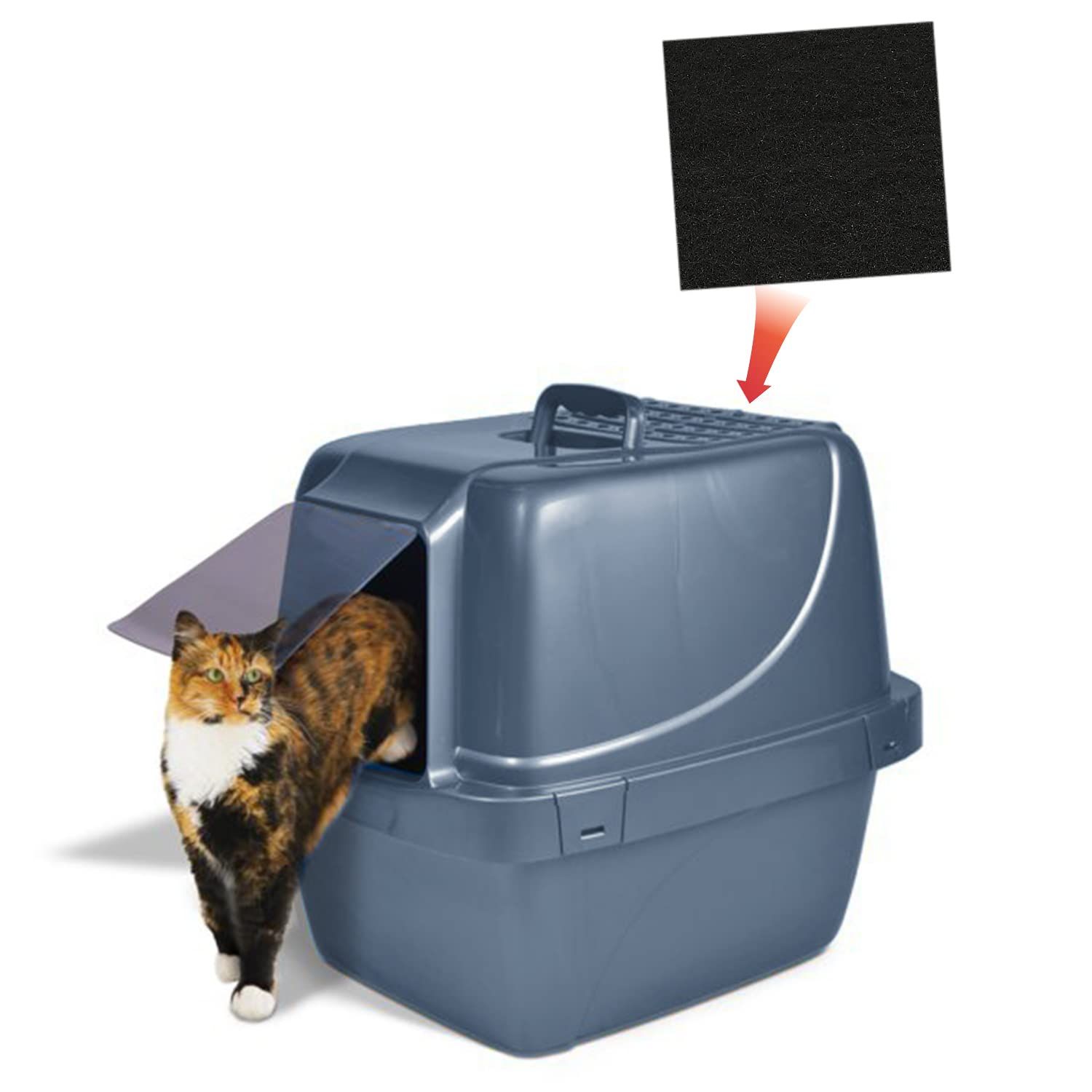 10 Pack Cat Litter Box Charcoal Filters Replacement Carbon Odor Filters 6Inch x 6.5Inch Hooded Cat Litter Boxes and Pans