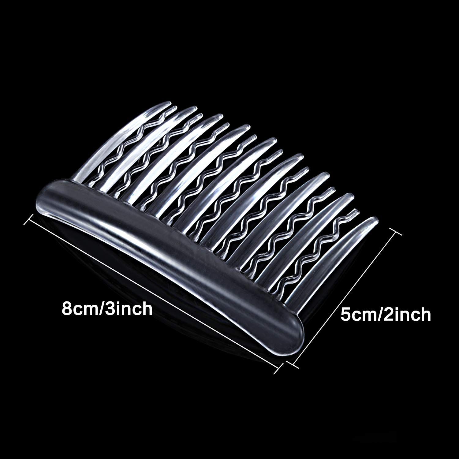 Gejoy 12 Pieces Plastic Teeth Hair Combs Tortoise Side Comb Hair Accessories for Fine Hair (Transparent)