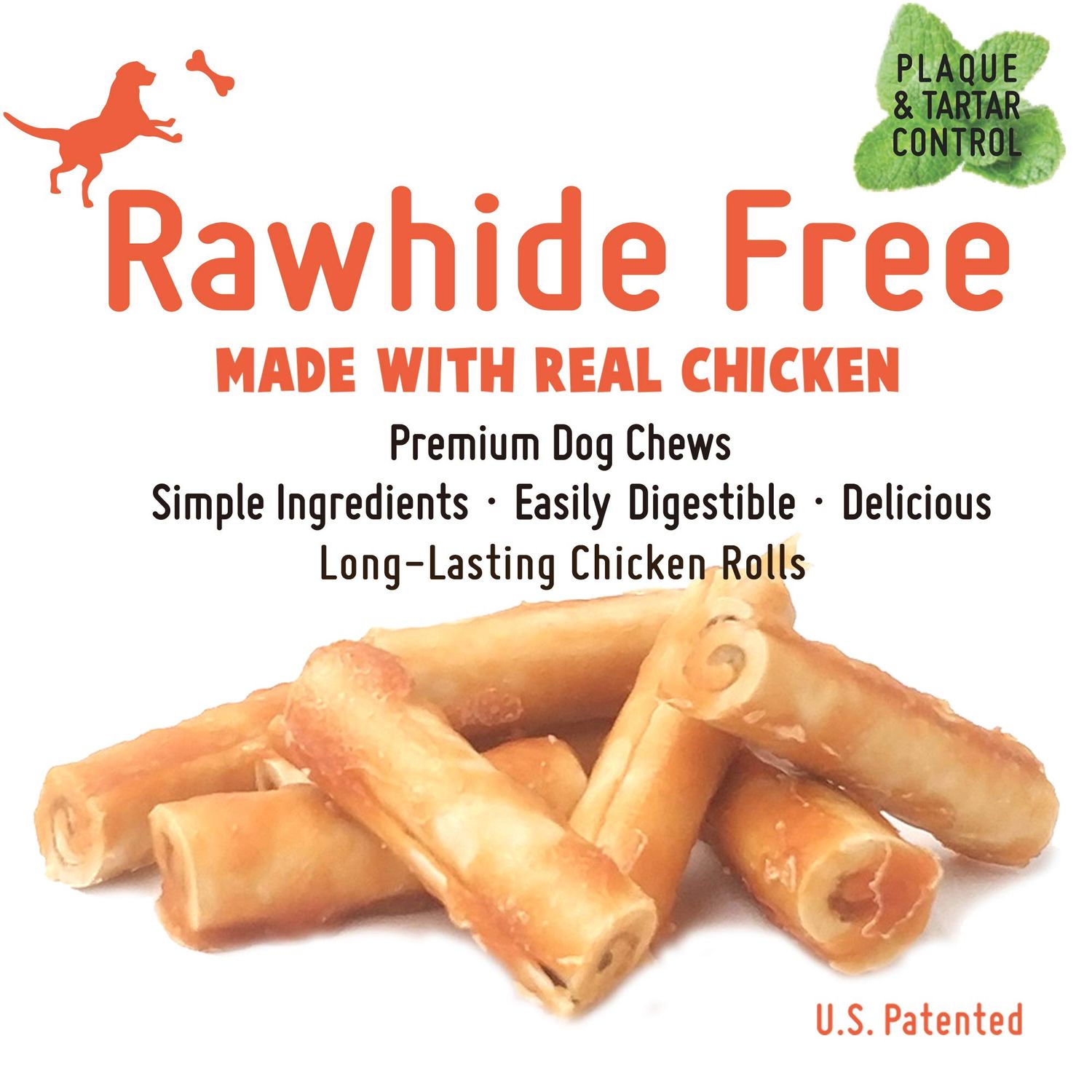 LuvChew Gluten Free Rawhide Free Dog Chew Chicken Rolls Mini 2.5" for Small Dogs 10 pcs/Pack (Mini 2.5" 10pcs/Pack x2 Packs)