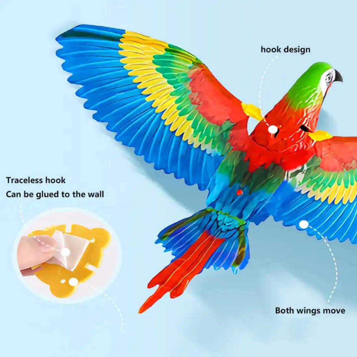 The Cultured Cat Electronic Interactive Flying Bird Cat Toy | Automatic Hanging Pet Stimulation & Exercise Supplies for Cats (Single Parrot - Lights & Sounds)