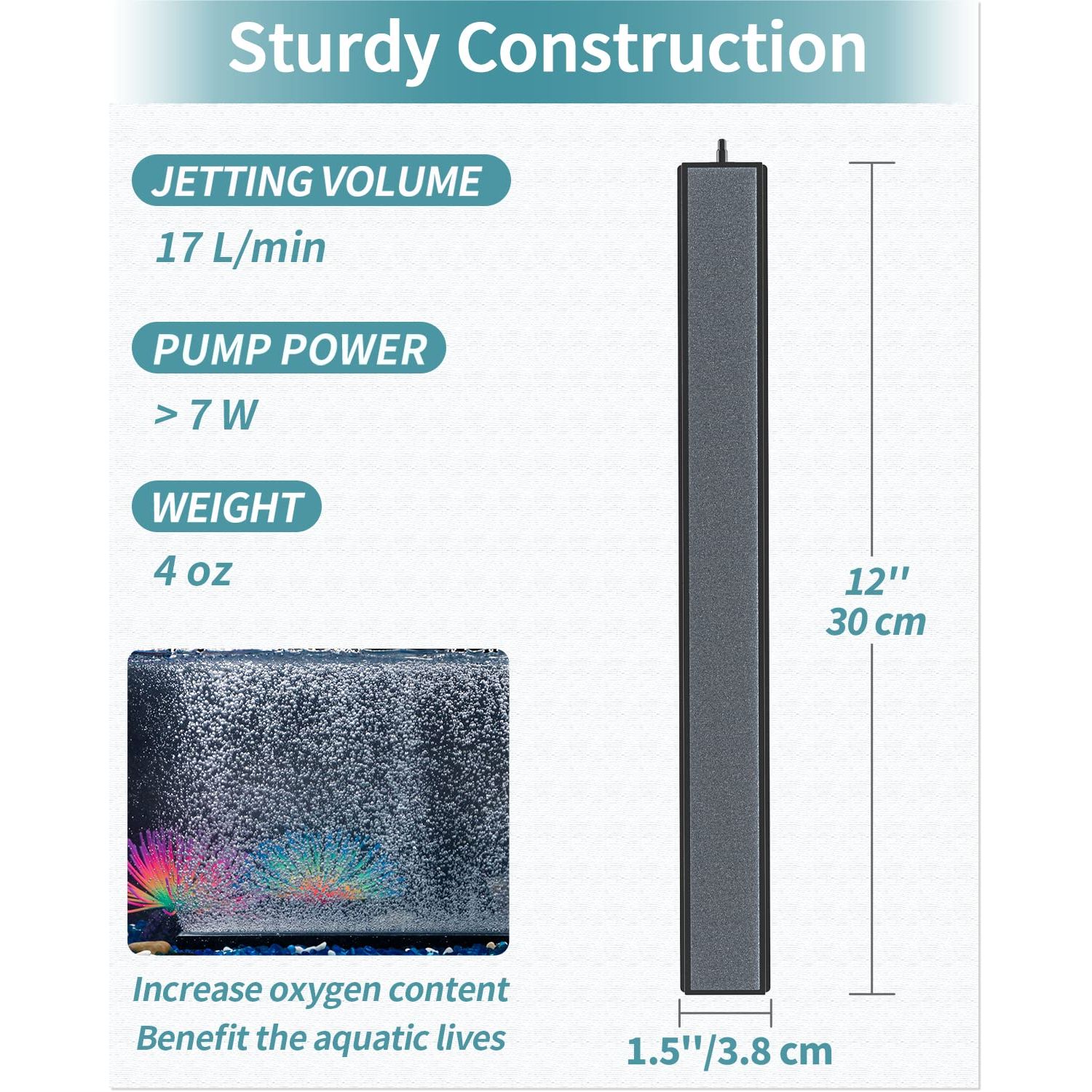 Pawfly 12 Inch Air Stone Grey Mineral Bubble Stone Bar Diffuser Bubbler Airstones for Aquarium, Fish Tank, and Pump