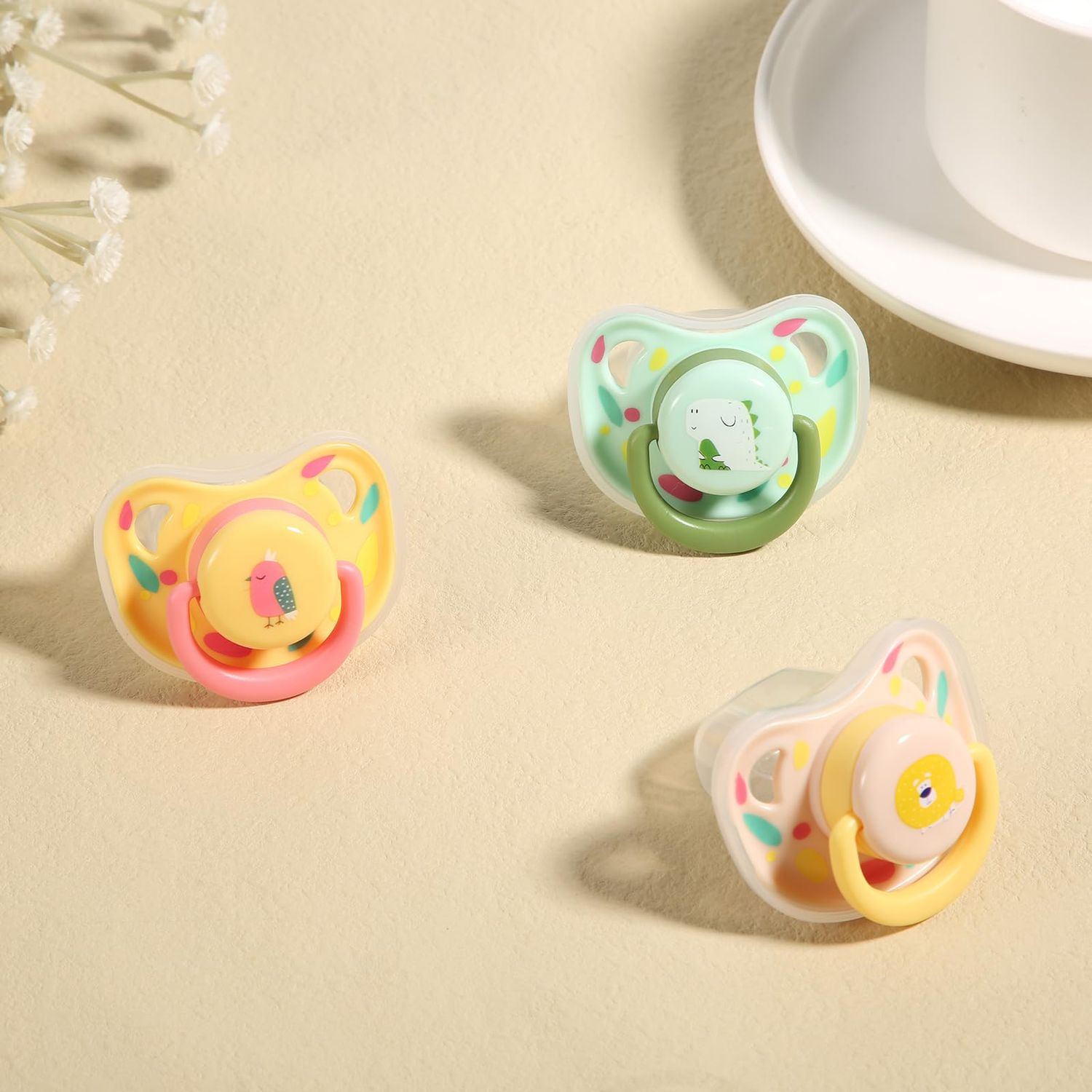 PEUTIER 3pcs Dog Pacifiers, Silicone Puppy Kitten Calming Pacifier Cute Dog Pacifier Chew Toy Pacifier Dog Toy for Small Dogs Cats (3 Colors)