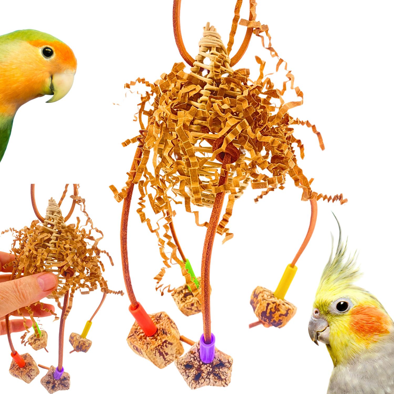 Bonka Bird Toys 2618 Mahogany Drop Chew Forage Shred Playful Parrot Cage Toy Pet