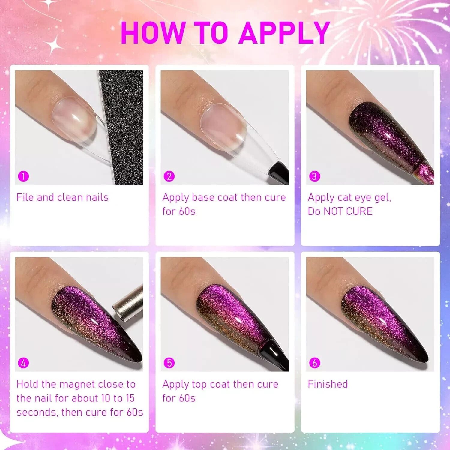 Cat Eye Gel Nail Polish with Magnet 9D Galaxy Cateye Manicure Soak off UV DIY Sa