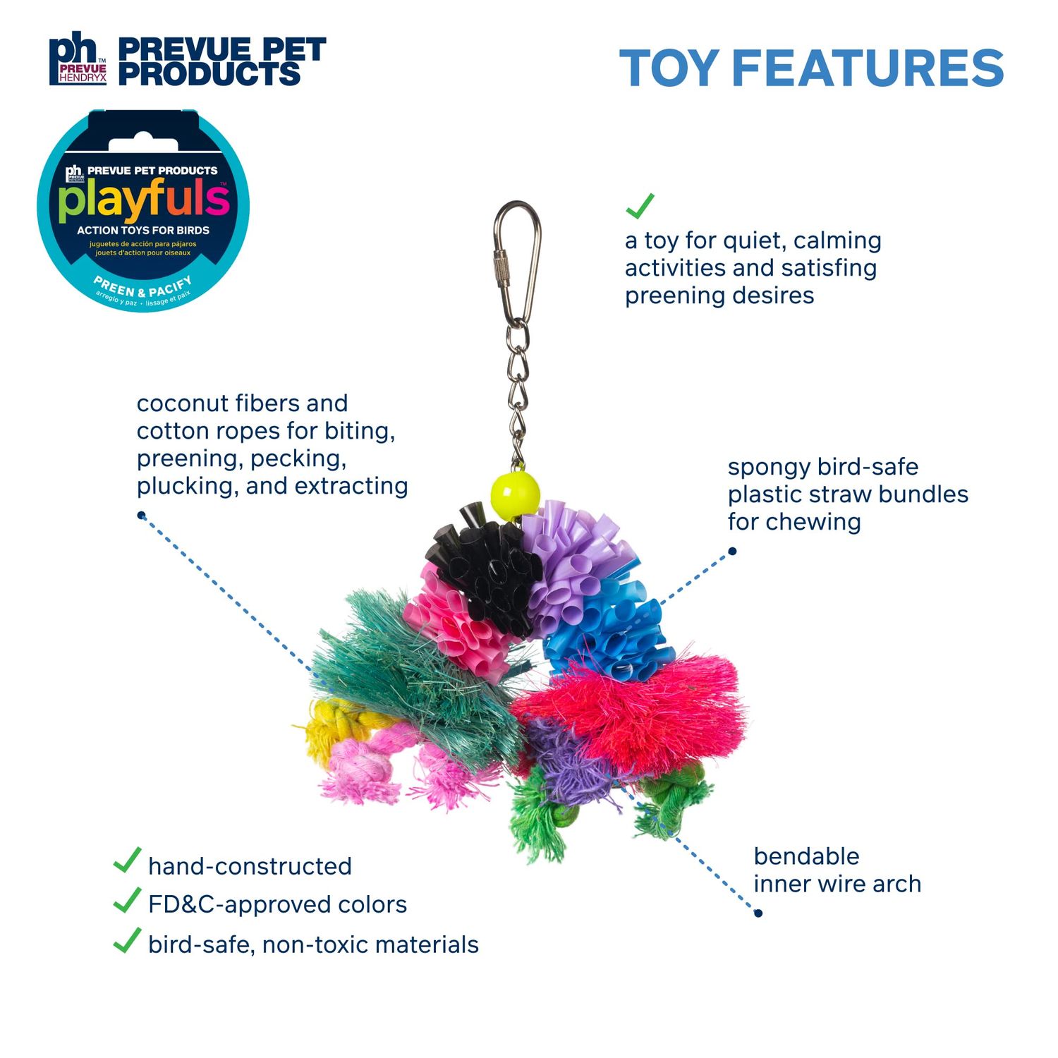 Prevue Pet Products 62636 Calypso Creations Over The Rainbow Bird Toy, Multi, Medium