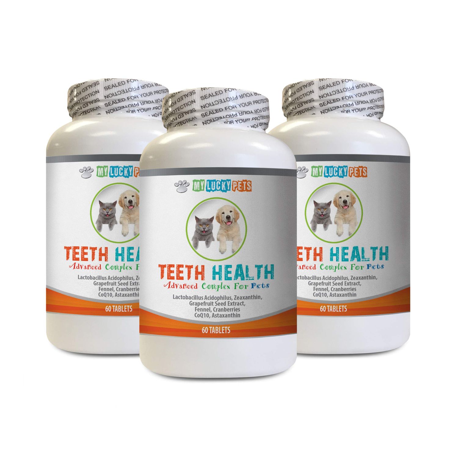 MY LUCKY PETS LLC cat Gum Care - PET Teeth Health AID - Dogs and Cats - Immune Boost - Gum and Oral Care - cat Vitamin d - 3 Bottles (180 Tablets)