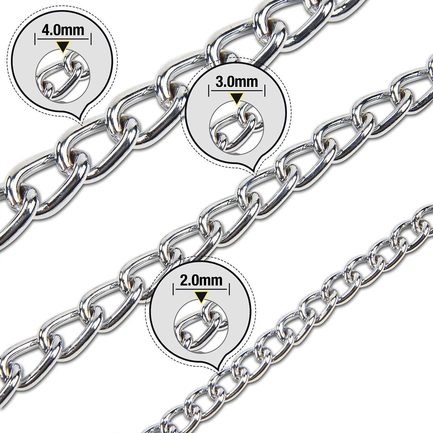 Mystercome Dog Collar Slip Collar Metal Collar Chewproof P Collar Heavy Chain Dog Training Collar Choke Collar Adjustable Weather Proof Alloy Collars for Small Medium Large Dogs 25inch,4.0mm