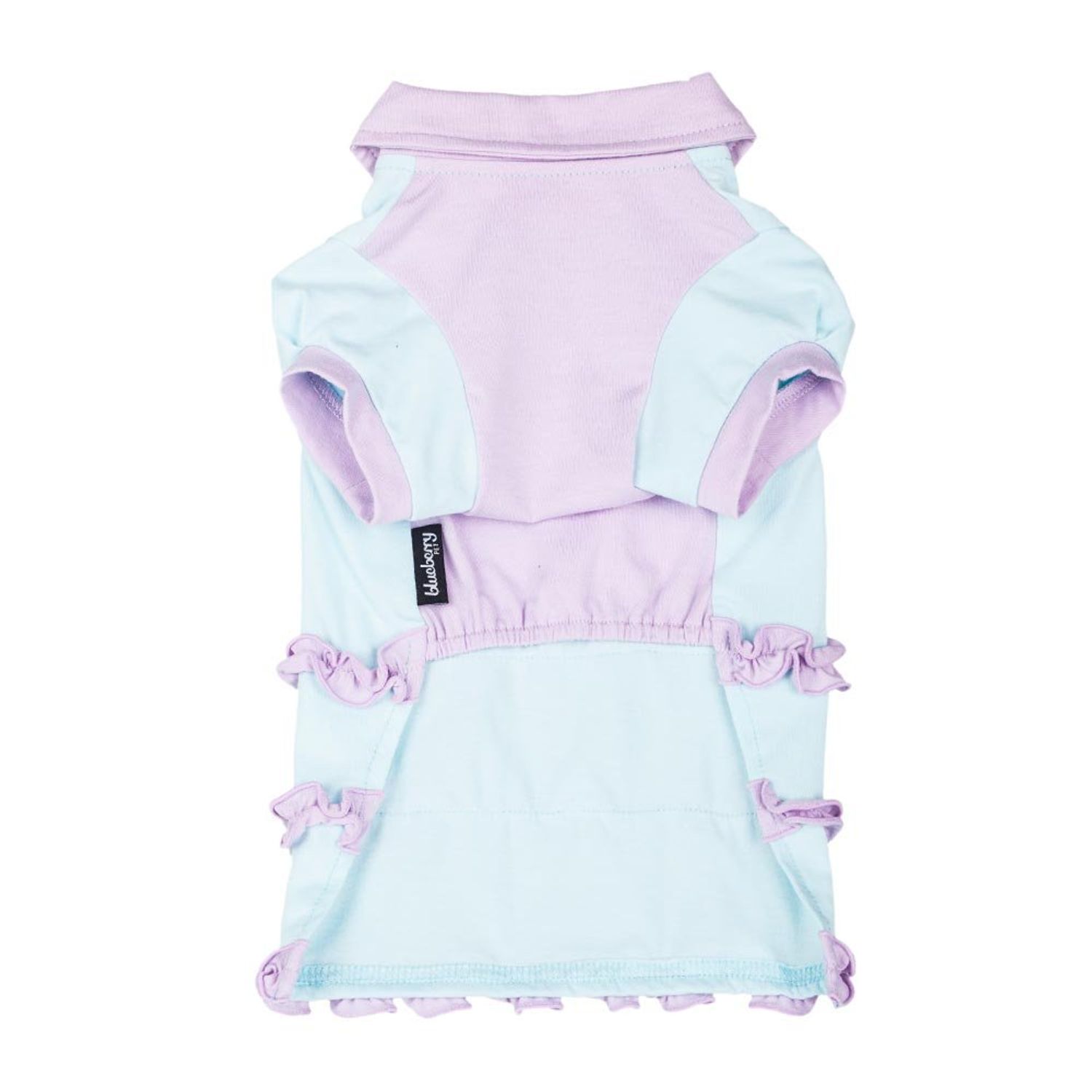 Blueberry Pet Ruffle Polo Cotton Dog Dress, Back Length 12", Pack of 1 Clothes for Dogs